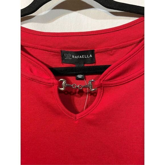 Rafaela Women’s Plus Size 3/4 Sleeve Pull Over Shirt Red in Color Size 2X - Picture 2 of 8